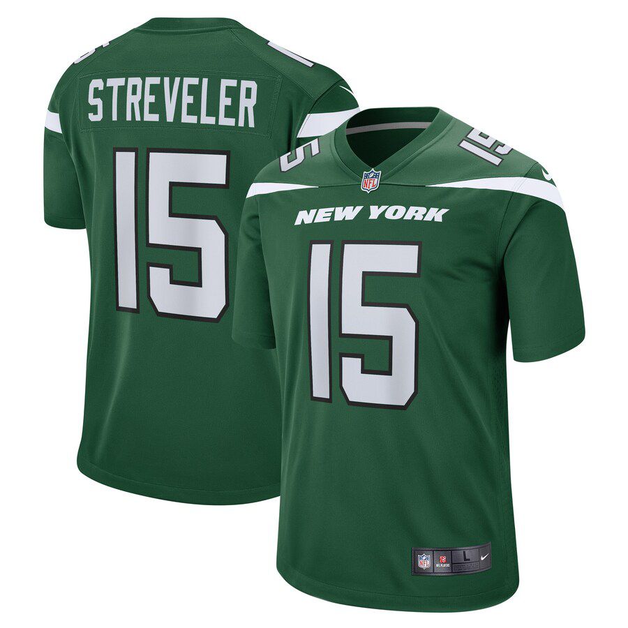 Men New York Jets #15 Chris Streveler Nike Gotham Green Game Player NFL Jersey